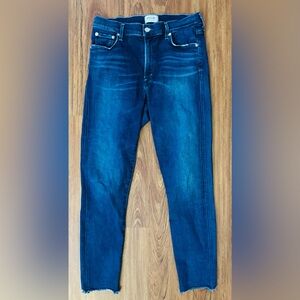 AGOLDE Women's Jeans Sophie Skinny Crop Size 31 Darker Wash Distressing Raw Hem